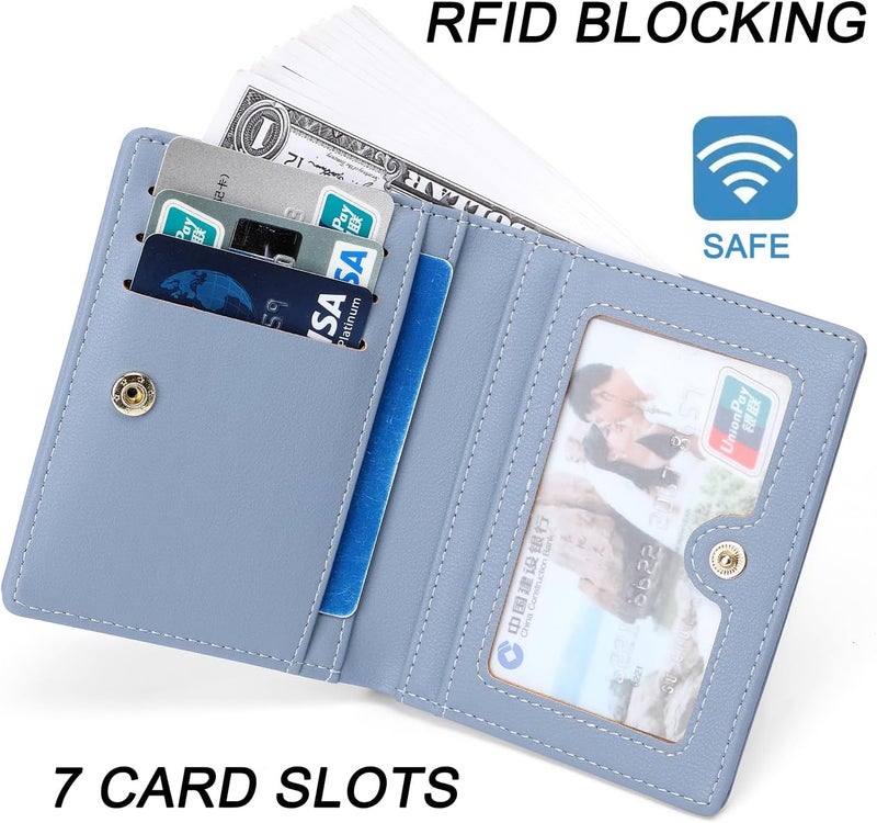 Altally Small Women Wallet RFID Blocking Bifold Pocket Wallet Slim Compact Ladies Purse Mini Wallets For Women (Blue) - Image 3